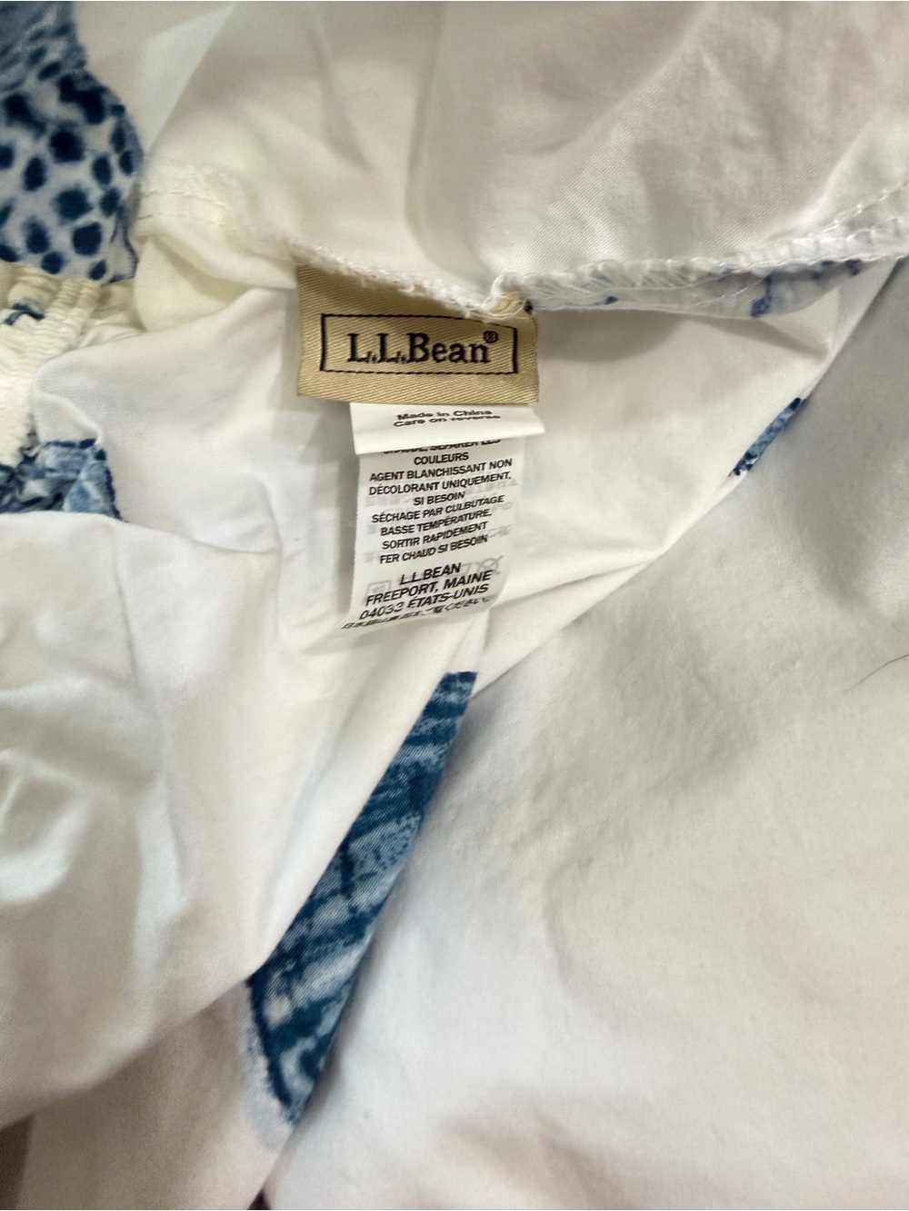 L.L.Bean Seashell Percale Sheet Set Queen Coastal Nautical 4 Pc White Navy - Picture 5 of 7